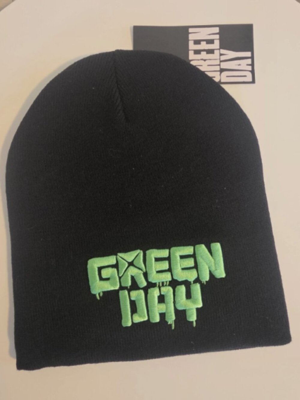 Brand New Green Day Beanie Hat Adult One Size Black And Green New With Tags